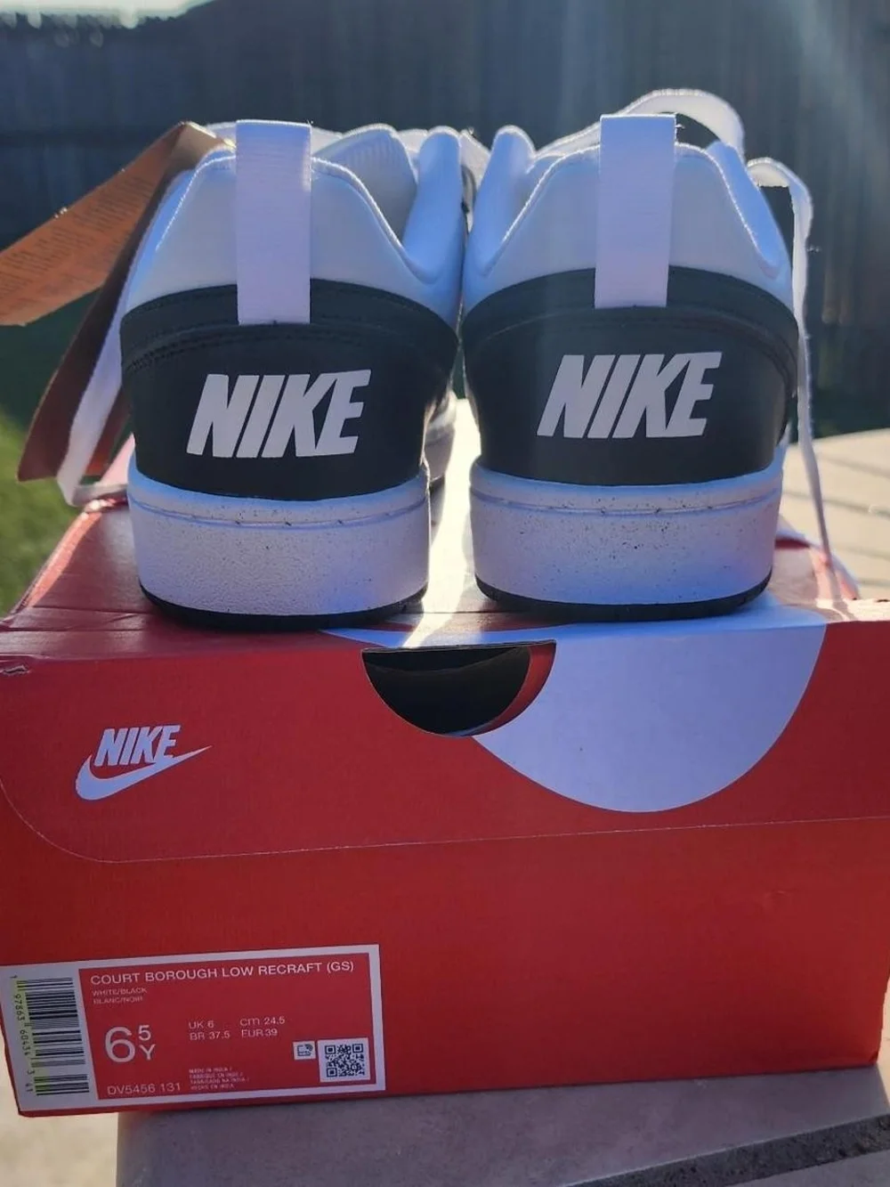 Nike Court Borough Low GS White and Black Sneakers